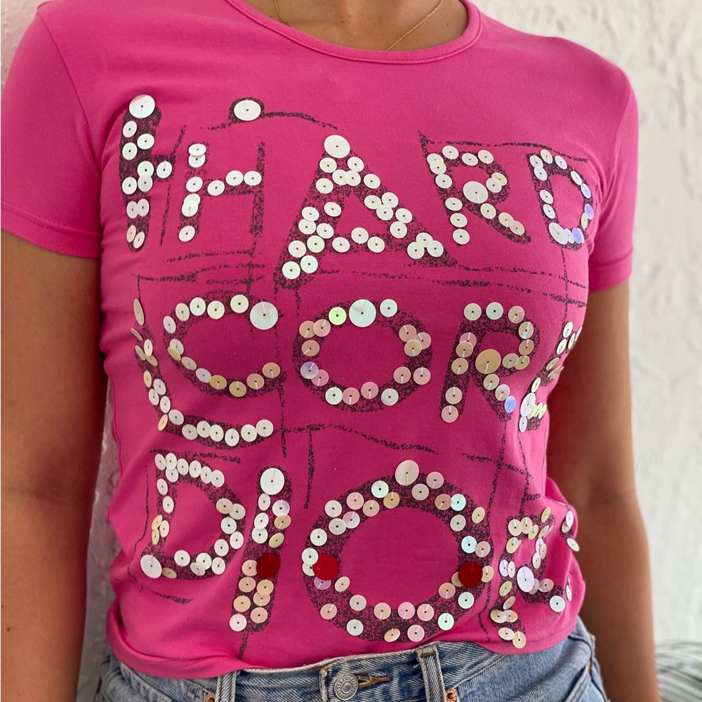 Dior by John Galliano. Hardcore Dior sequin pink tee. - Picture 2 of 3